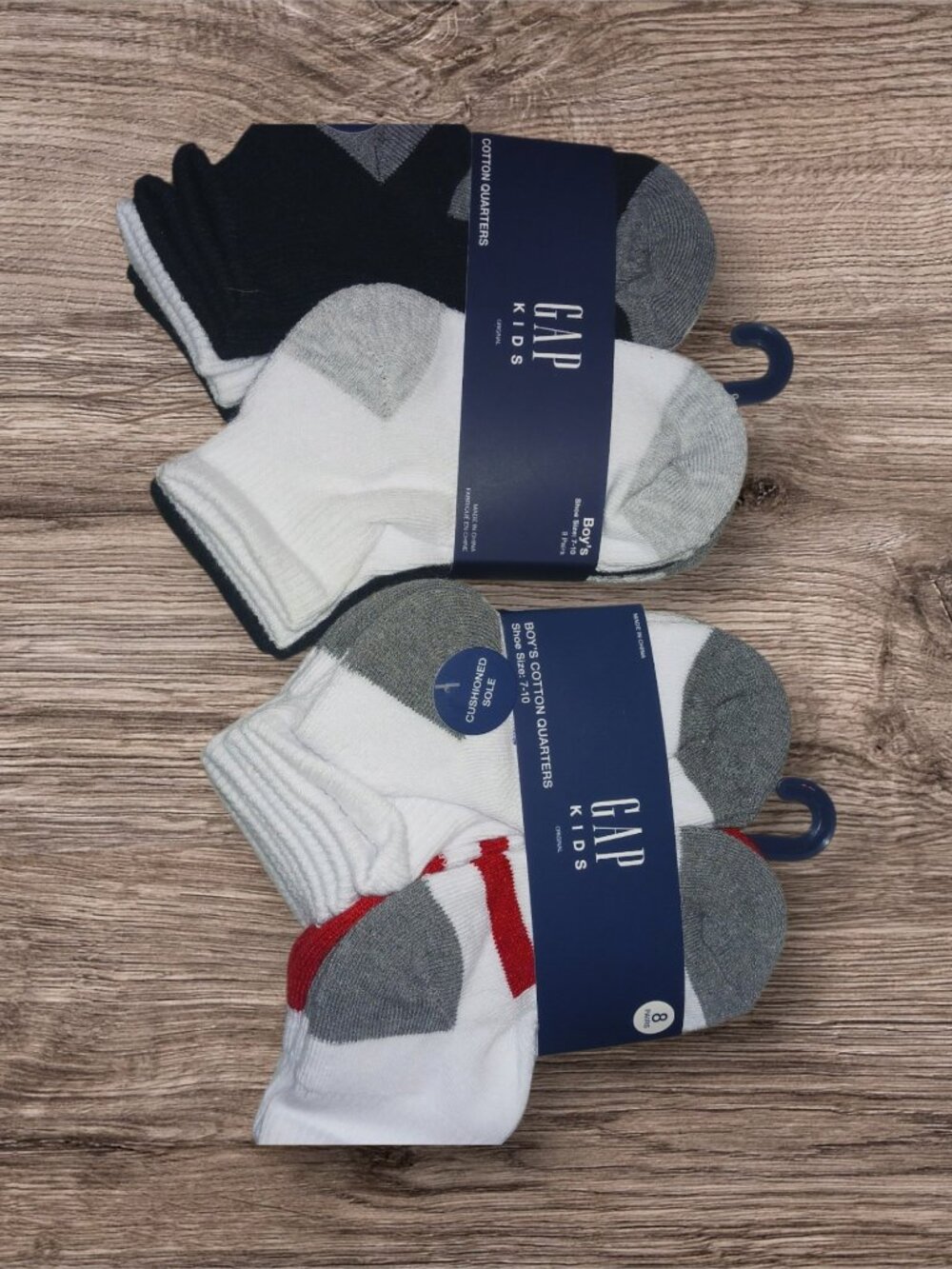 NWT GAP Kids Boys Cotton Quarter Socks  2 Packs Shoe Size 7-10 Cushioned